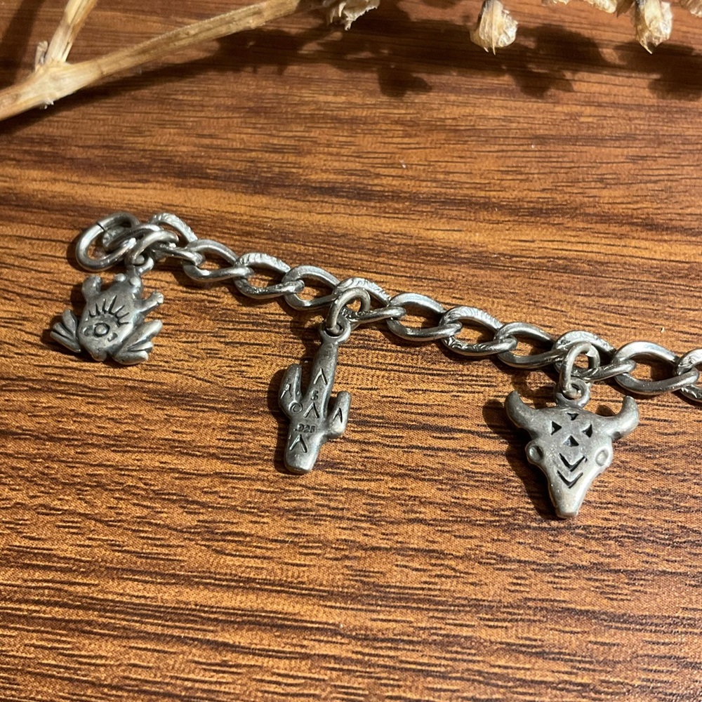 Sterling Silver Southwestern Charm Bracelet - Picture 2 of 9